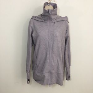 Light Lavender Zip-Up Hooded Jacket for Women